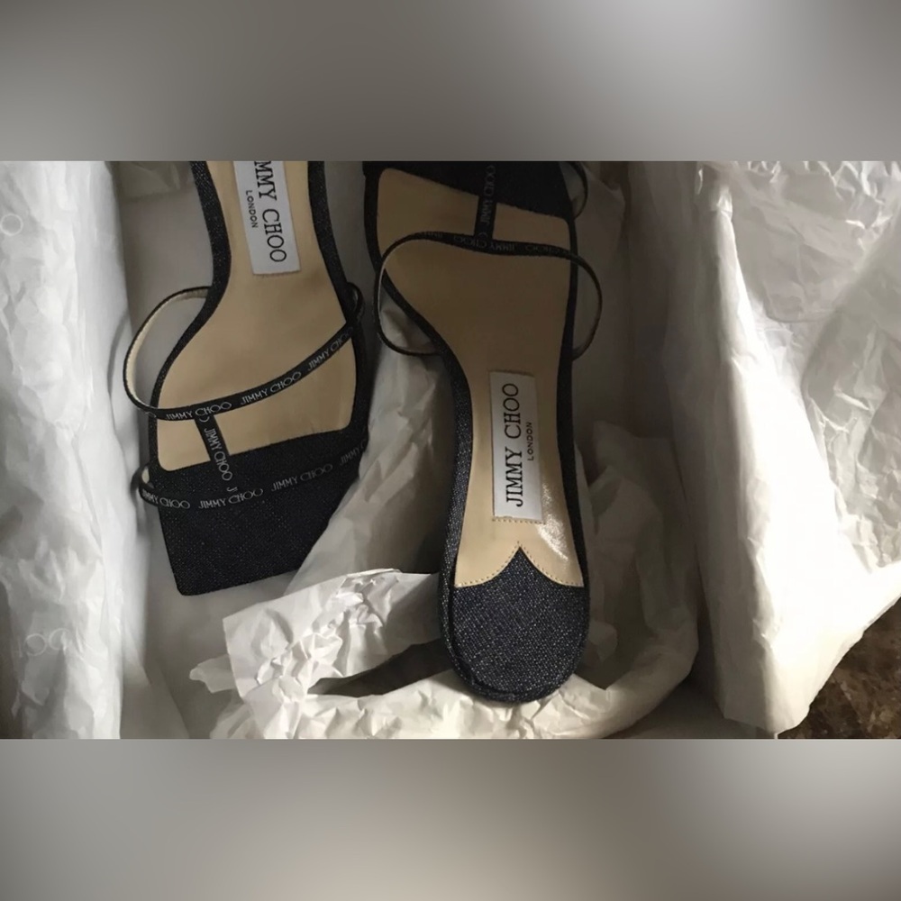 Jimmy Choo Ria 65 Logo Sandals 37.5 NIB